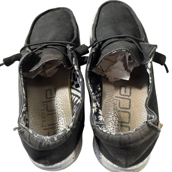 Hey Dude Women's Black Canvas Lace-Up Loafers Size 7 - Picture 6 of 8